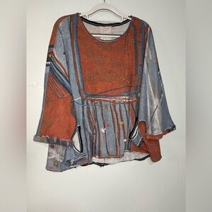 3 Potato art to wear boho oversized boxy‎ colorful blouse